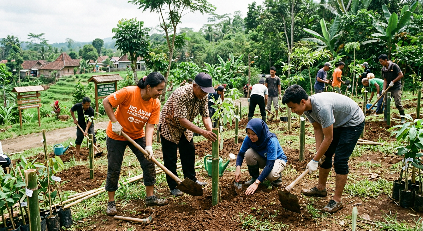 LIVEDRAWSGP 3D Hijau - Program lingkungan seperti gotong royong, penanaman pohon, dan edukasi pelestarian lingkungan.